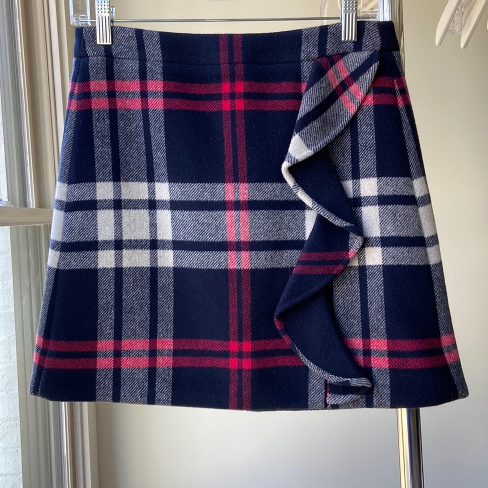 J Crew Tartan Ruffle Skirt size 2